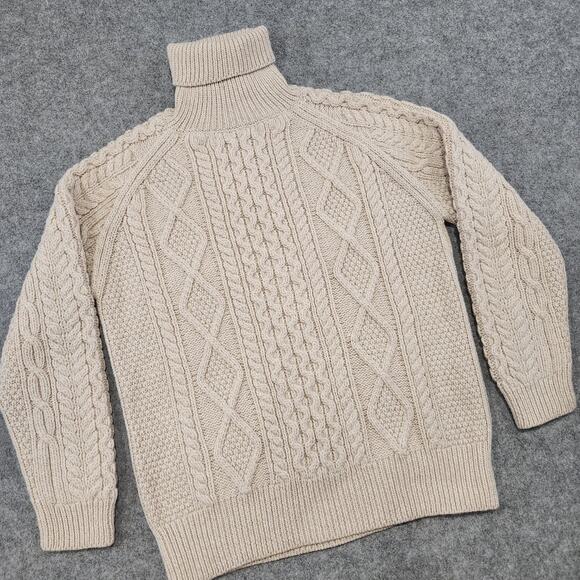 Saol Ireland Womens 2XL 100% Merino Wool Cableknit Turtleneck Pullover Sweater - Picture 2 of 13